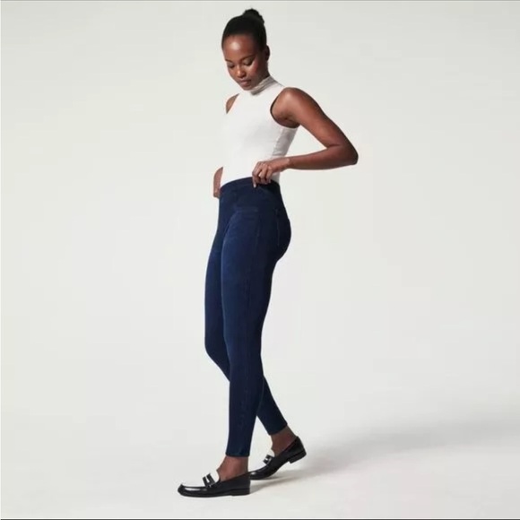 Spanx Jean-ish Ankle Leggings In Dark Wash Size L - Picture 2 of 7